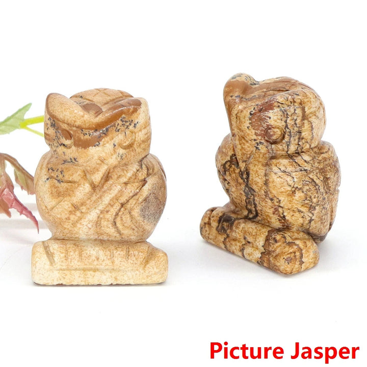 Picture Jasper Owl Crystal Figurine Statue