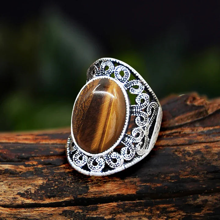 Tigers Eye Oval Vintage Design Rings