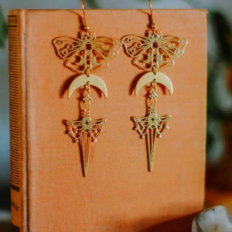 Moth Dagger Earrings