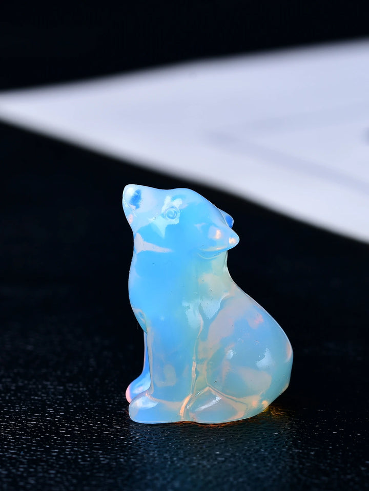 Opalite Crystal Wolf Statue