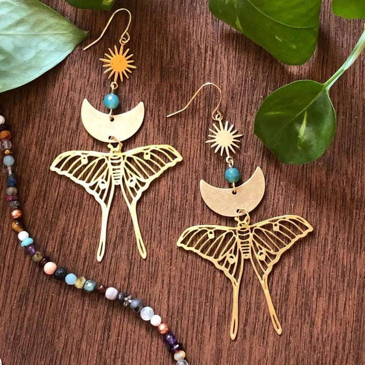 Crystal Moth Gold Earrings