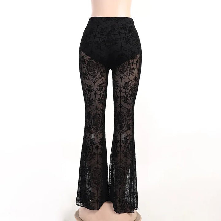 Witch Lace High Waist Flare Pants
