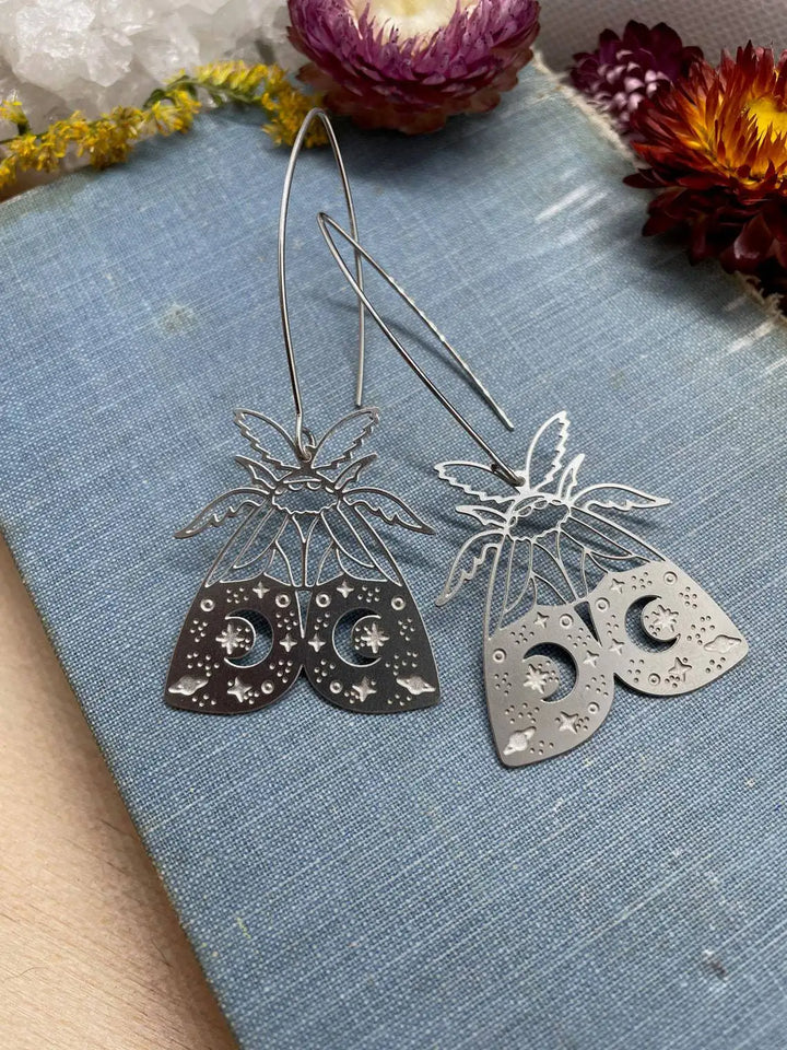 Buy Moth Silver Boho Earrings