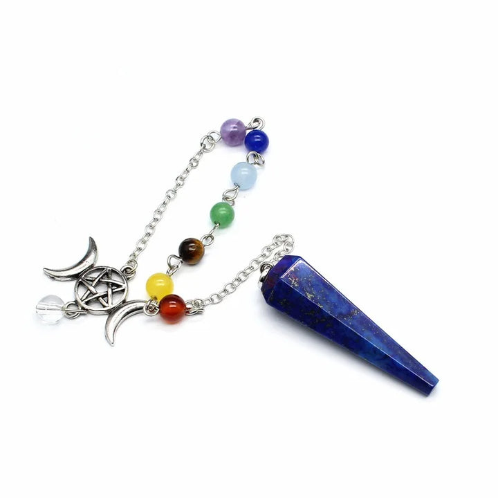 Lapis Triple Moon Pentacle Chakra Pendulums