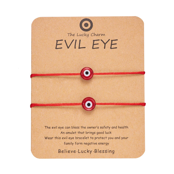Red vil Eye Adjustable Bracelet Set