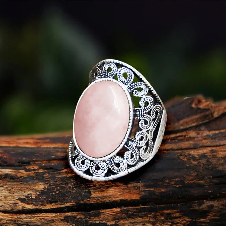 Rose Quartz Oval Vintage Design Rings