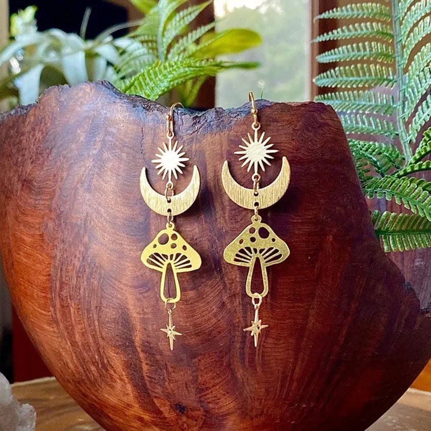 Mushroom Moon Earrings