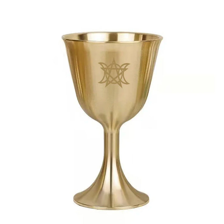 Triple Moon Pentacle Gold Altar Chalice Cup