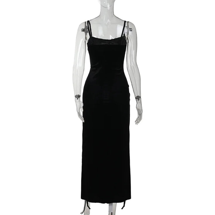 Velvet Black Cross Dress - Back