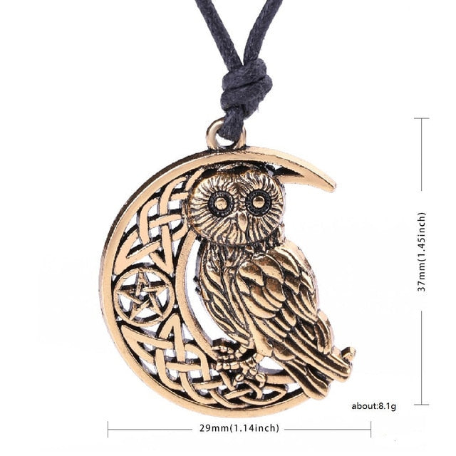 Owl Moon Pentacle Celtic Gold Necklaces