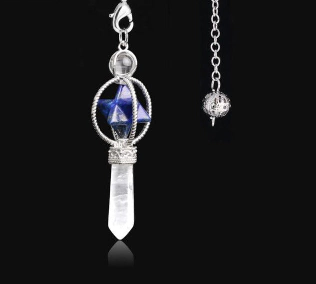 Lapis Lazuli & Clear Quartz Crystal Pendulum