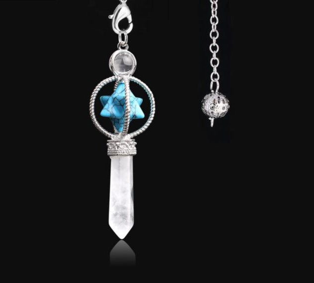 Turquoise & Clear Quartz Crystal Pendulum