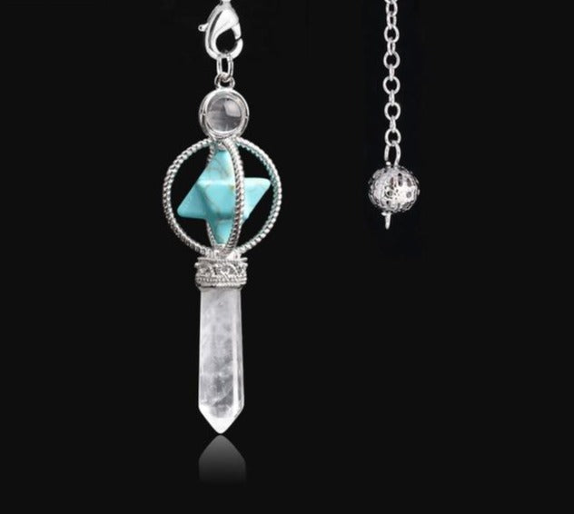 Turquoise & Clear Quartz Crystal Pendulum