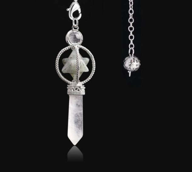 Labradorite & Clear Quartz Crystal Pendulum