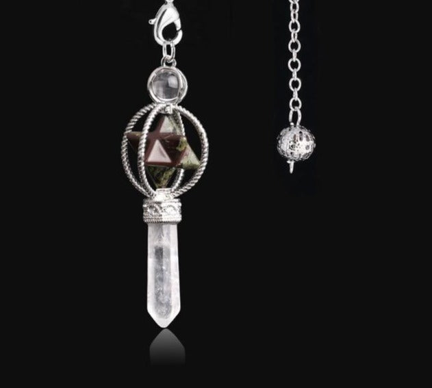 Dragons Blood & Clear Quartz Crystal Pendulum