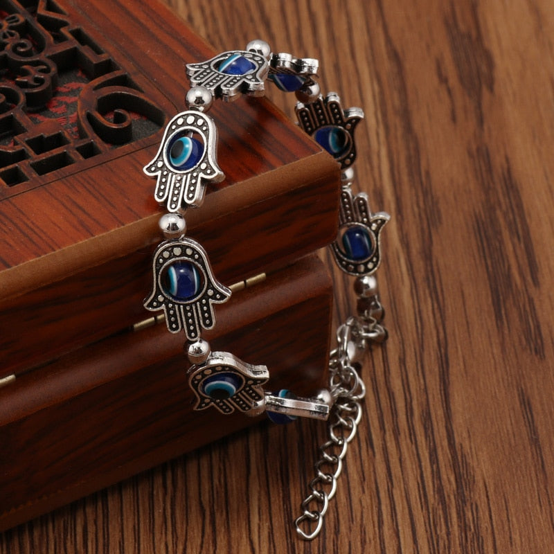 Women's Hamsa & Evil Eye Silver Bracelets