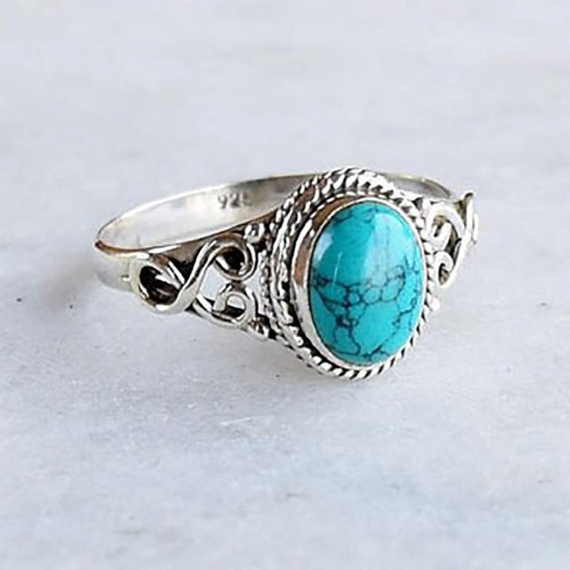 Turquoise Heart Silver Ring