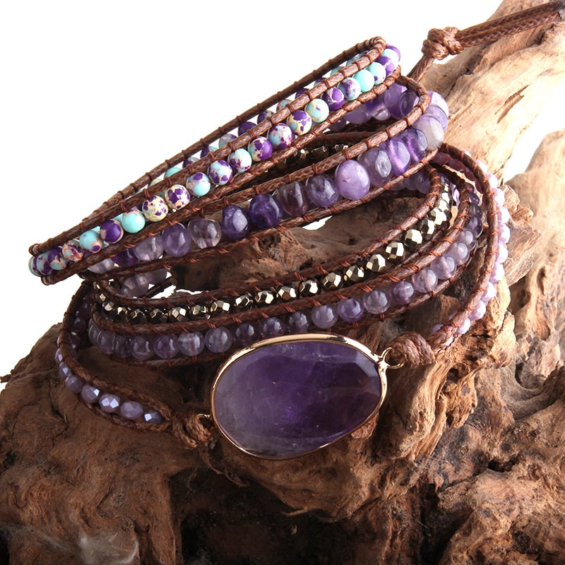 Amethyst Stone Wrap Bracelet