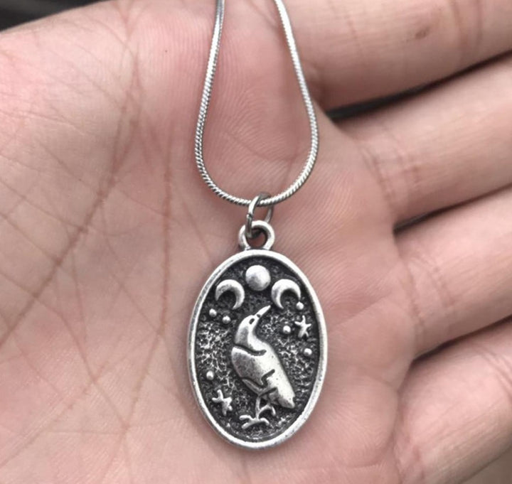 Raven Moon Silver Necklace