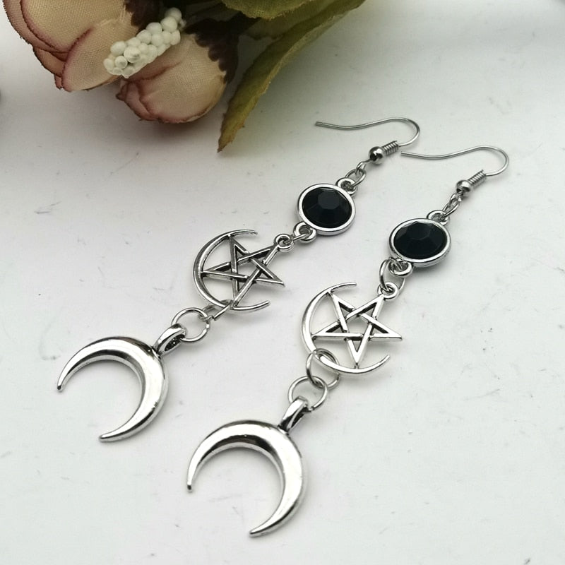 Pentacle Moon Earrings - greenwitchcreations