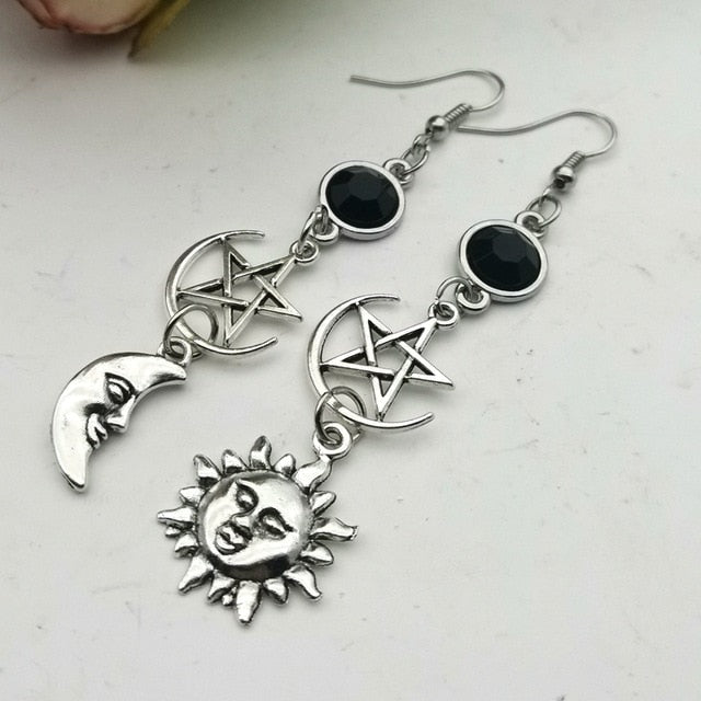 Pentacle Moon Sun Earrings