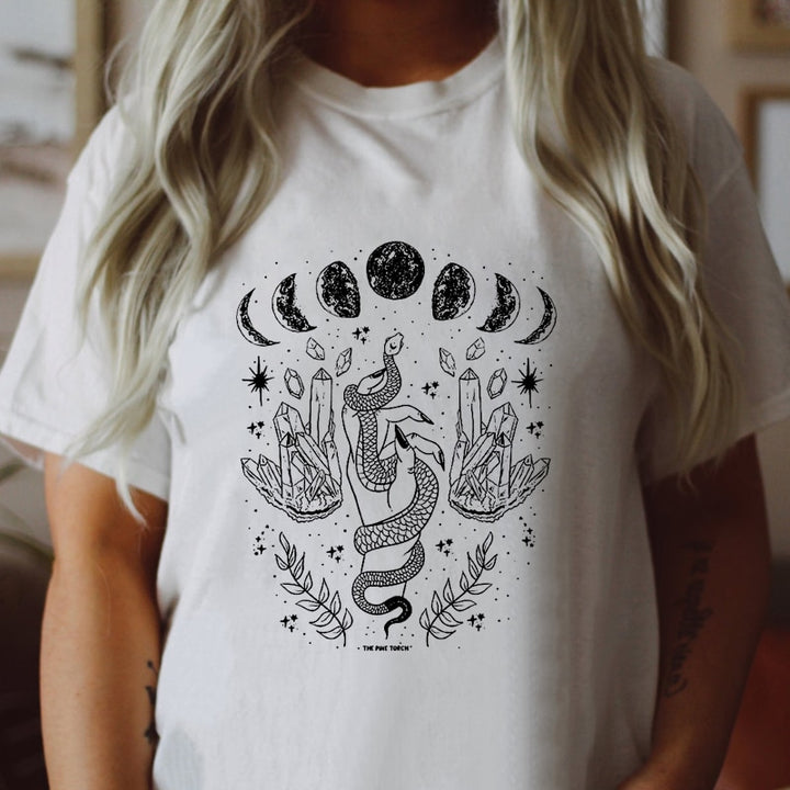 Snake Moon Crystal White T-Shirt