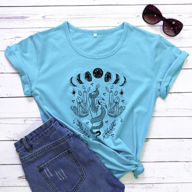Snake Moon Crystal Blue T-Shirt