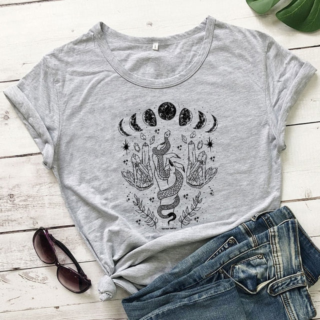 Snake Moon Crystal Gray T-Shirt