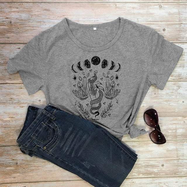Snake Moon Crystal Grey T-Shirt