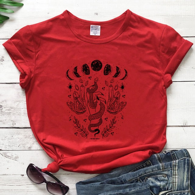 Snake Moon Crystal Red T-Shirt