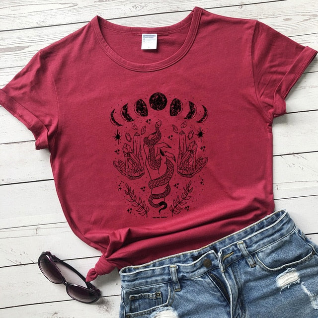 Snake Moon Crystal Red T-Shirt