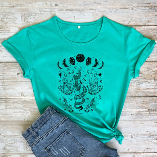 Snake Moon Crystal Teal T-Shirt