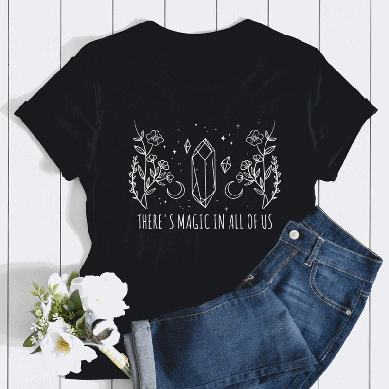 Crystals & Herbs There's Magic In All Of Us T-Shirt | Wiccan Clothing - greenwitchcreations