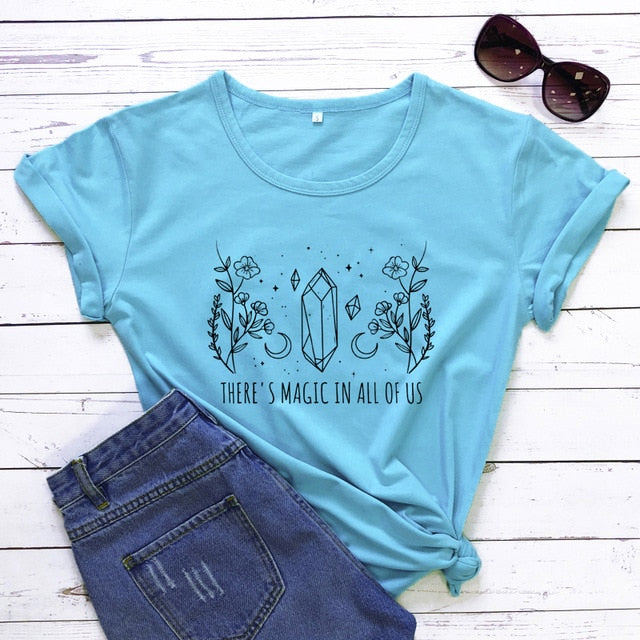 Light Blue There's Magic In All Of Us T-Shirt | Witch Clothing