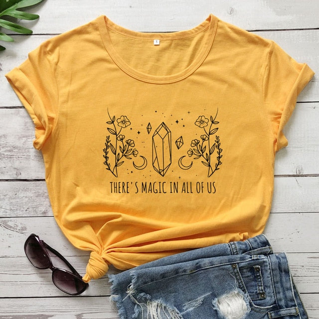 Crystals & Herbs There's Magic In All Of Us T-Shirt | Wiccan Clothing - greenwitchcreations