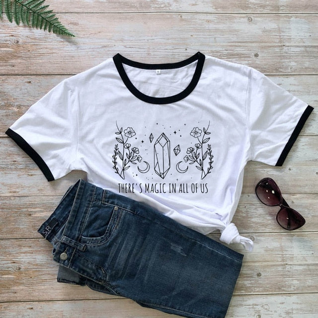 White Black There's Magic In All Of Us T-Shirt | Witch Clothing