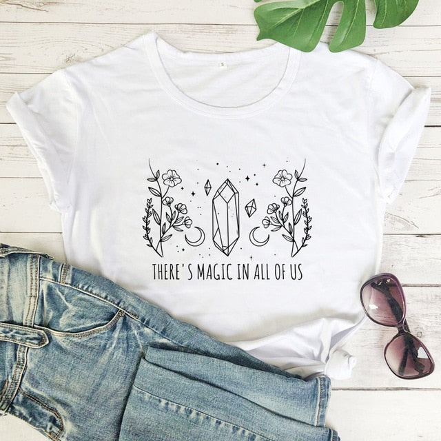 White There's Magic In All Of Us T-Shirt | Witch Clothing