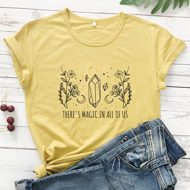 Yellow There's Magic In All Of Us T-Shirt | Witch Clothing