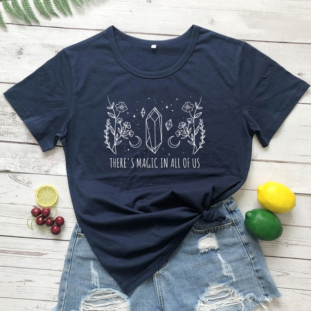 Navy Blue There's Magic In All Of Us T-Shirt | Witch Clothing