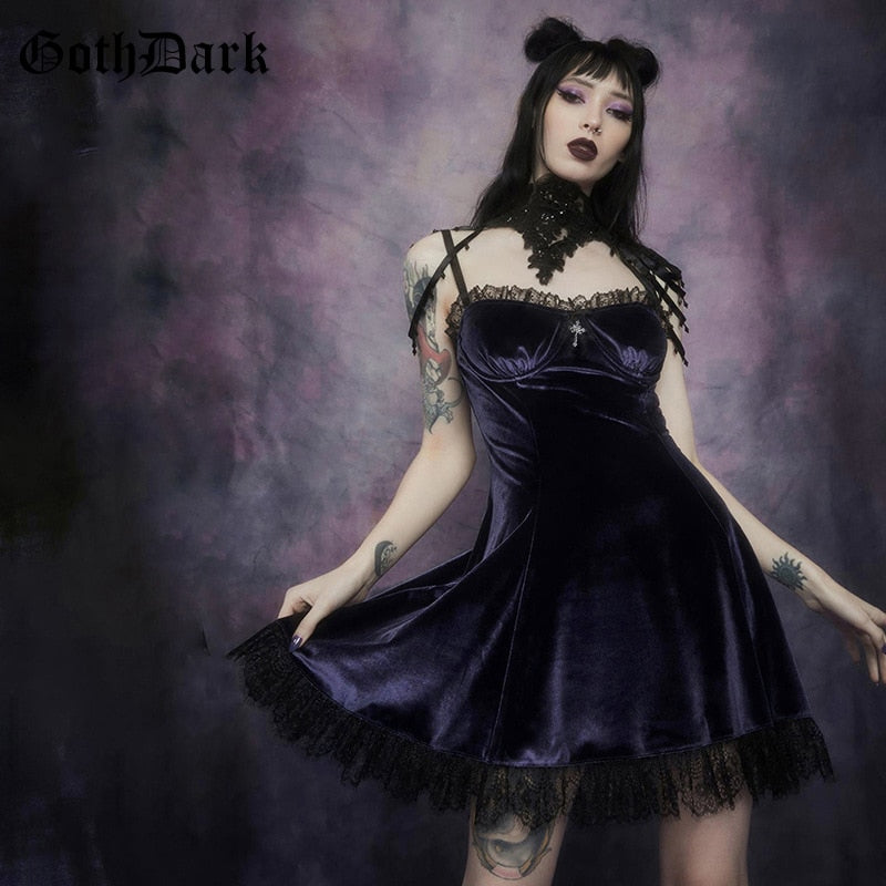 Black Velvet Gothic Dress