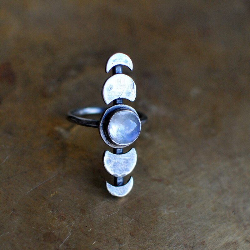 Women's Moonstone Moon Phase Rings