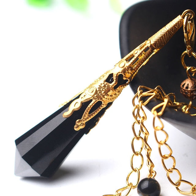 Vintage Obsidian Gold Pendulums