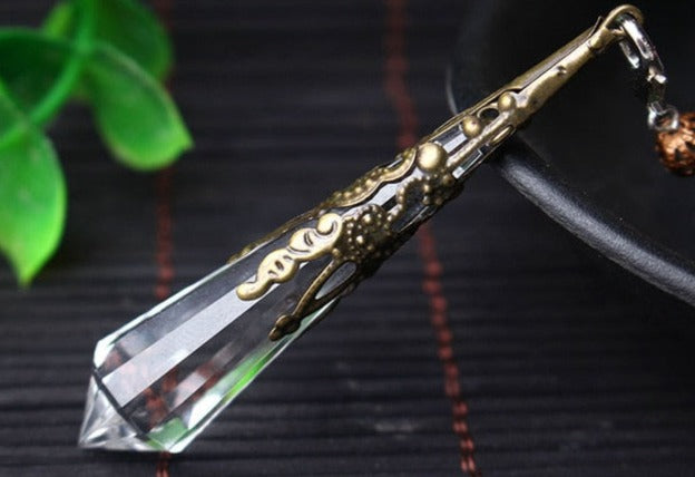 Vintage Clear Quartz Bronze Pendulum