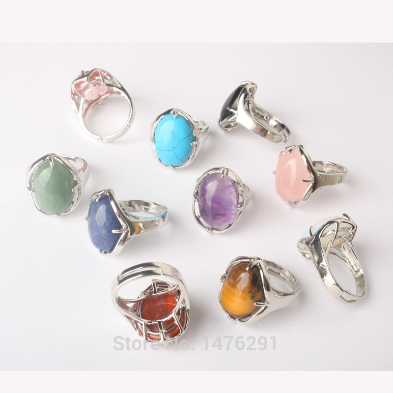 Stone Oval Resizable Rings