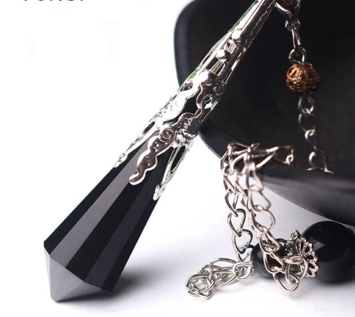 Vintage Obsidian Silver Pendulum