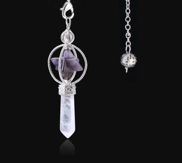 Amethyst & Clear Quartz Crystal Pendulum