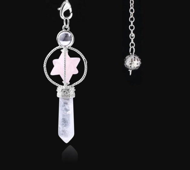 Rose Quartz & Clear Quartz Crystal Pendulum