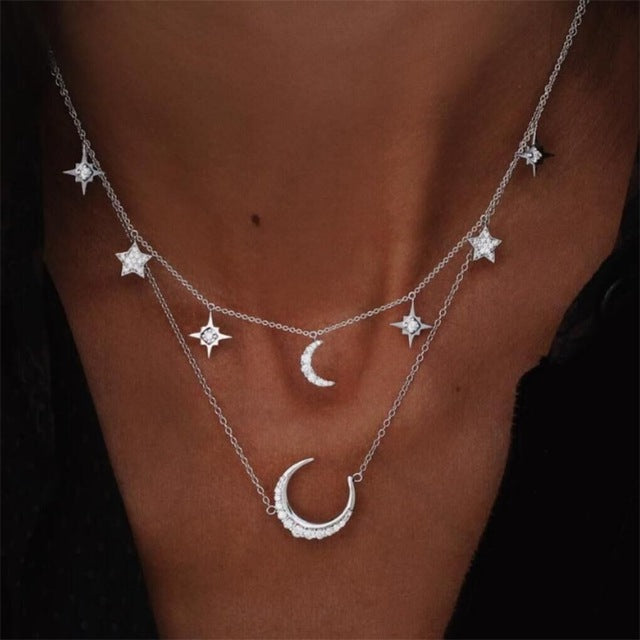 Star & Moon Layered Necklace