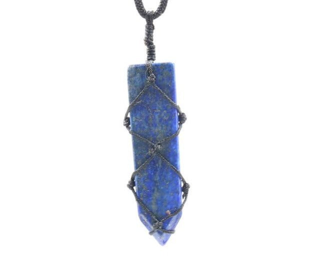 Lapis Lazuli Stone Hemp Macrame Necklace