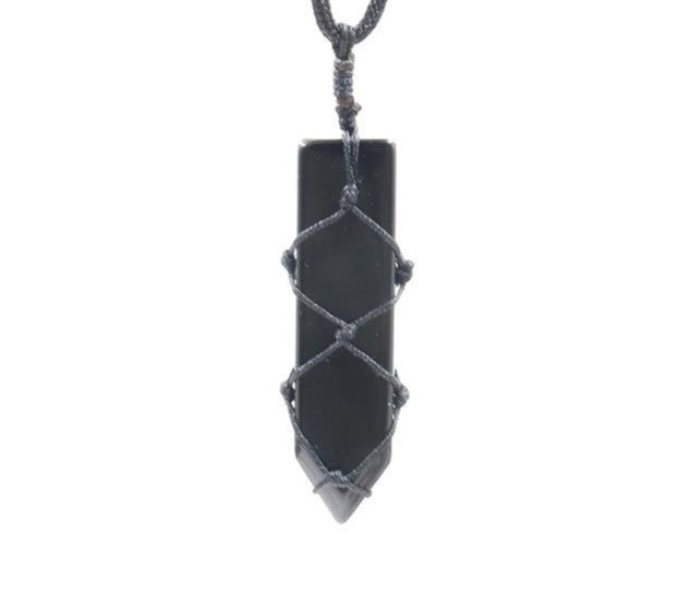 Onyx Stone Hemp Macrame Necklace